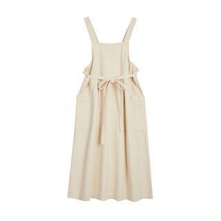 Midi A-line Denim Overall Dress Almond - One Size