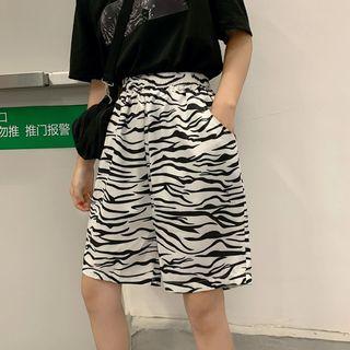 Zebra Print Wide-leg Shorts White - One Size