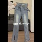 Slit Washed Bootcut Jeans
