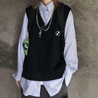 Logo Knit Vest Black - One Size