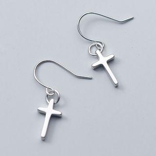 925 Sterling Silver Cross Dangle Earring 1 Pair - One Size