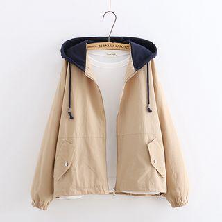 Embroidered Back Hooded Jacket