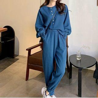 Set: Button Sweatshirt + Harem Sweatpants