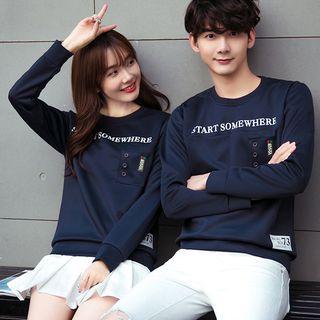 Couple Matching Letter Neoprene Sweatshirt