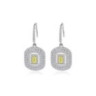 Sterling Silver Fashion And Elegant Bright Geometric Earrings With Yellow Cubic Zirconia Silver - One Size