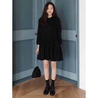 Pleated-hem Shirtdress