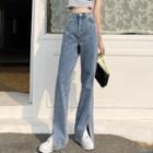 High Waist Slit Loose Fit Jeans