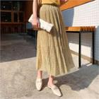Band-waist Floral Print Pleated Skirt Yellow - One Size