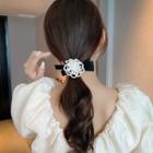 Beaded Hair Tie White Bead - Black - One Size