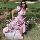 Puff Sleeve Floral Print V-neck Long Dress