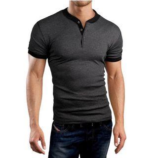 Button Neck Short-sleeve T-shirt