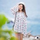 Pleated Floral Smock Dress