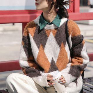 Argyle Sweater Coffee - One Size