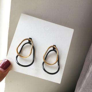 Irregular Alloy Hoop Dangle Earring 1 Pair - S925 Silver - As Shown In Figure - One Size