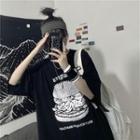 3/4-sleeve Burger Print T-shirt