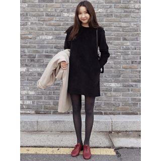3/4-sleeve Corduroy Minidress