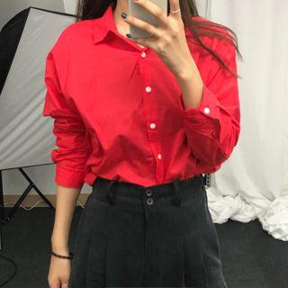 Long-sleeve Slit-hem Shirt