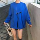 Plain Slit Hem Long Sleeve T-shirt