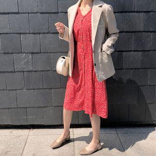 Single-breasted Linen Jacket Beige - One Size