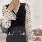 Dotted Panel Blouse Black - One Size