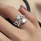 Floral Layered Ring Ring - Silver - One Size