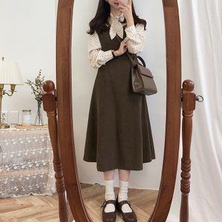 Dotted Shirt / Midi A-line Overall Dress / Set