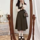 Dotted Shirt / Midi A-line Overall Dress / Set