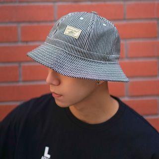 Applique Striped Bucket Hat Black & White - One Size