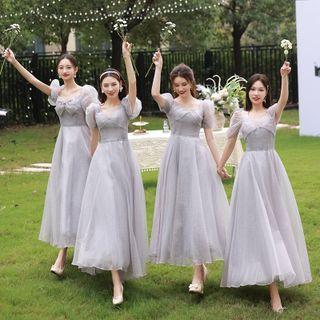Short-sleeve Midi Bridesmaid Dress