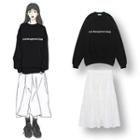 Lettering Oversize Pullover / Midi A-line Skirt