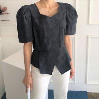 Irregular Hem Short-sleeve Blouse