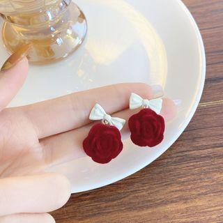 Bow Rose Drop Earring 1 Pair - Red - One Size