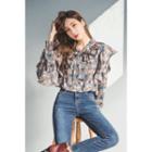 Frilled-trim Pattern Blouse