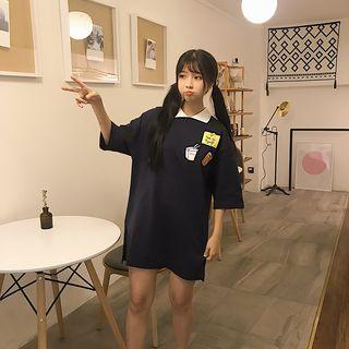 Print Collared T-shirt Dress