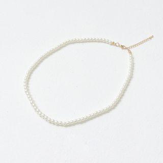Faux-pearl Beaded Necklace Ivory - One Size