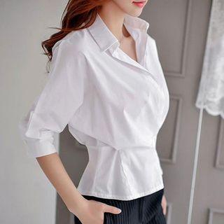 3/4-sleeve Gather-waist Shirt