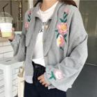 Floral Embroidered Button Jacket