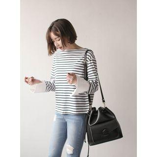 Slit-cuff Stripe T-shirt