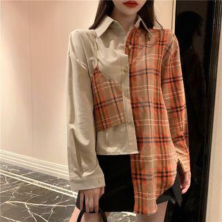 Asymmetric Plaid Shirt As Shown In Figure - One Size