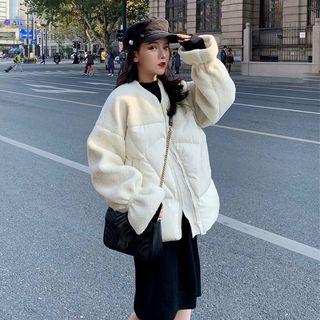 Fleece Panel Zip Jacket Off-white - One Size