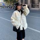 Fleece Panel Zip Jacket Off-white - One Size