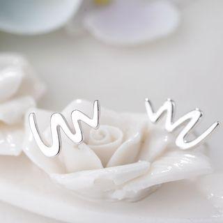 925 Sterling Silver Wave Stud Earring
