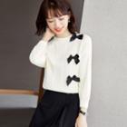 Bow Accent Plain Sweater