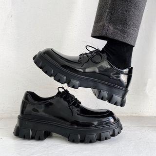 Lace-up Patent Platform Oxford Shoes