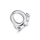 Fashion Simple Geometric Hollow Oval Adjustable Opening Ring Silver - One Size