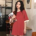 Elbow-sleeve Tunic Ringer T-shirt