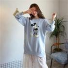 Mickey Mouse Print Long Pullover