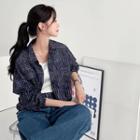Drawstring-waist Plaid Shirt