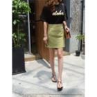 Linen Blend Mini A-line Skirt