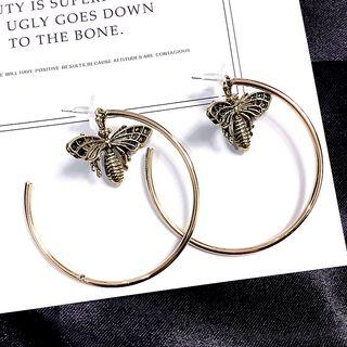 Alloy Bee Open Hoop Earring Gold - One Size